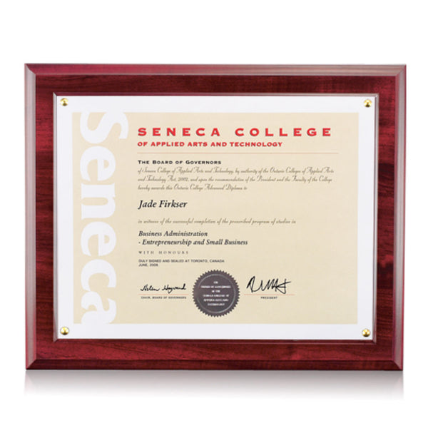 Walcourt Cert Holder - Cherry/Plexiglass 8½"x11"