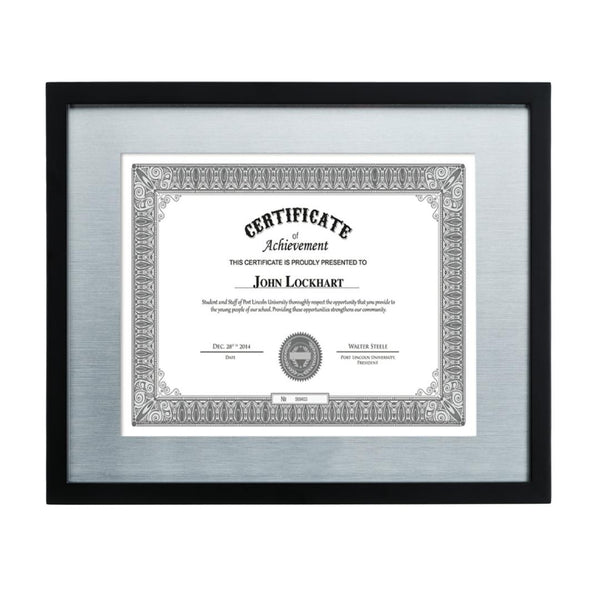 Zenith Certificate Frame - Black/Silver 8½"x11"