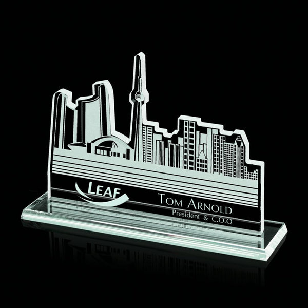 Jasper 11" Trophy - Starfire/Aluminum on Oak Base