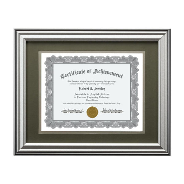 WGG! Archer Cert Frame - Nickel/Charcoal 8½"x11"