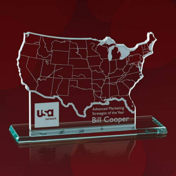 Map of USA - Jade 10" Wide